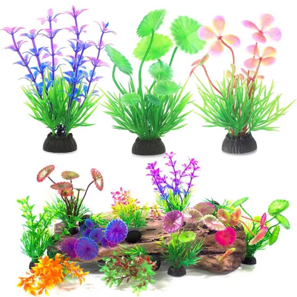 Aquarium Plant Violet - Plantes sous-marines artificielles en plastique, décoration